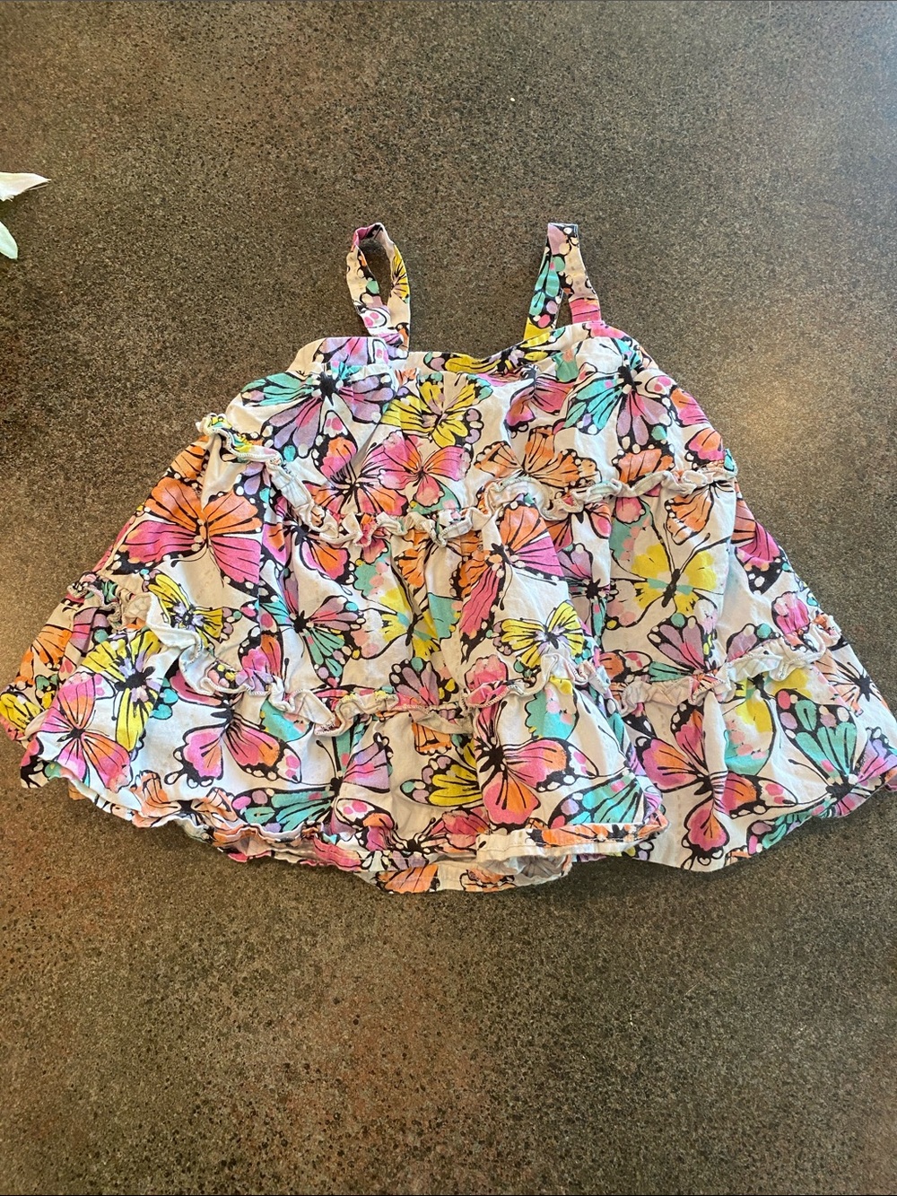 Girls Butterfly Print Tiered Dress or Tunic